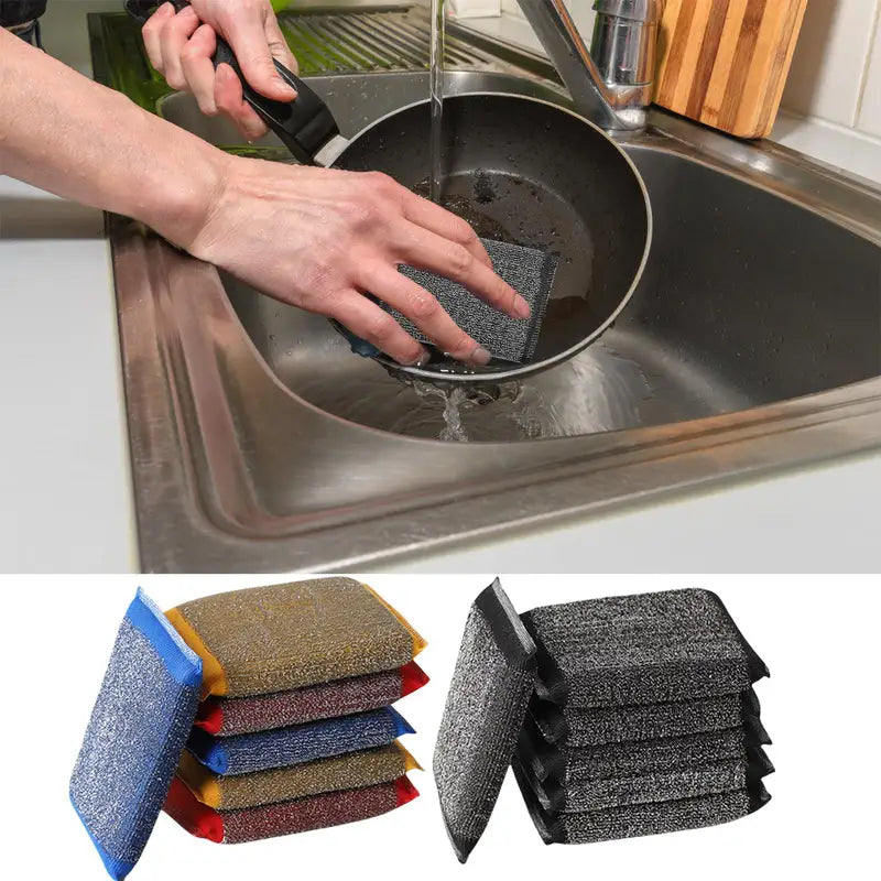 6-Pack Non-Scratch Dishwashing Sponge and Pot Brush Set - Household Cleaning Tools