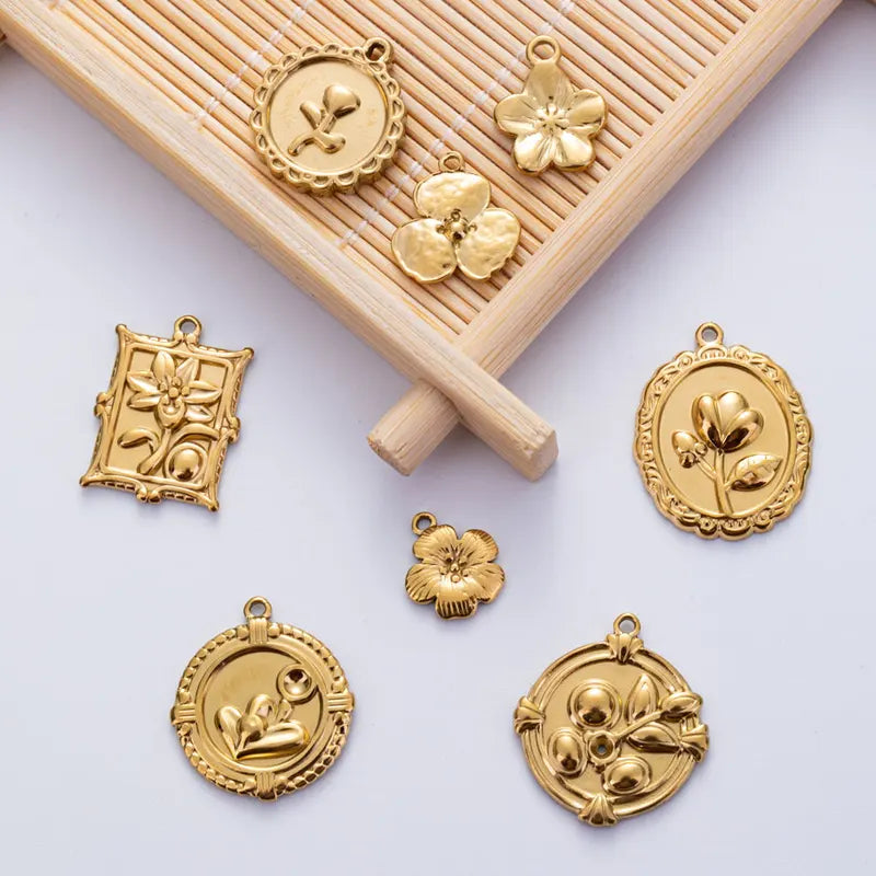 6Pcs Stainless Steel Dainty Flower Petal Pendant Jewelry Making Charms Wholesale