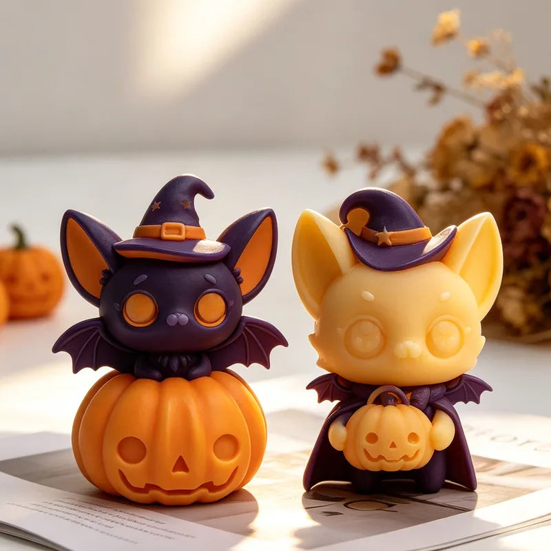 Halloween Pumpkin Bat Silicone Mold for Candle Making & Crafts - DIY Plaster Casting