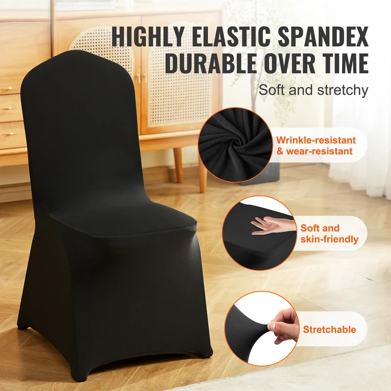 50-Pack Elastic Spandex Chair Covers for Weddings and Events - Washable & Fit Most Chairs
