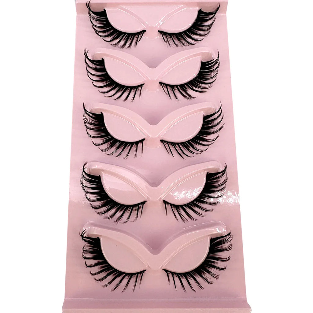 3D Cat Eye False Eyelashes Pack - Natural, Winged, Thick & Messy Ends