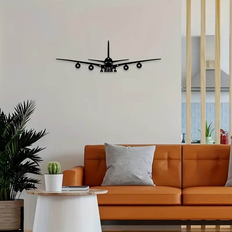 Iron Wall Art Sculpture - Rustic Metal Airplane Wall Decor for Home & Office
