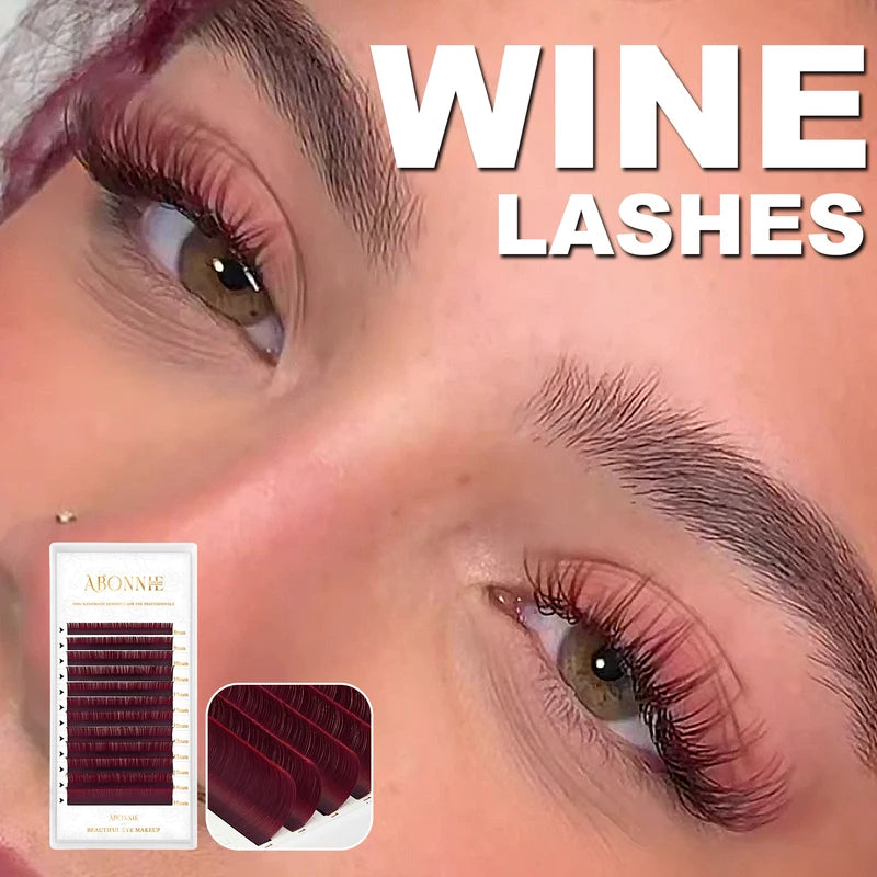 Abonnie Volume Red Colored False Eyelash Extensions - Fluffy, Classic Lash Sets