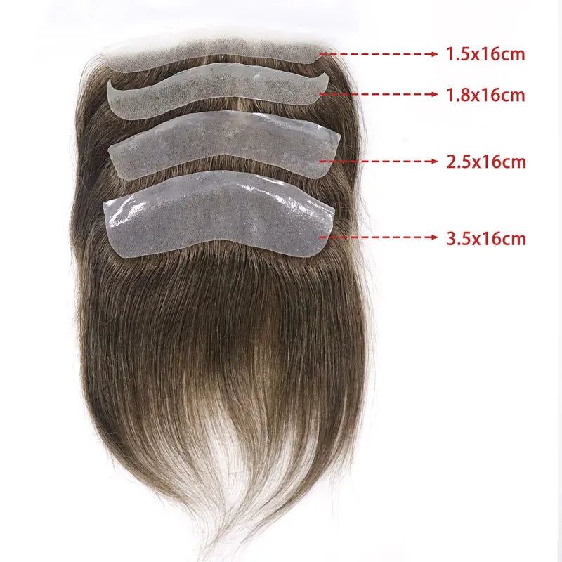 Men's Thin Skin PU Hair Toupee with V Style Frontal for Natural Look