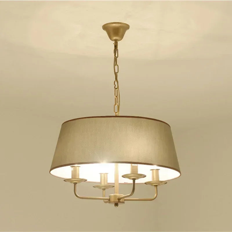 Vintage Pendant Light with Fabric Lampshade - E14 Indoor Ceiling Lighting for Living Room & Bedroom