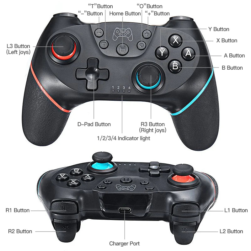 Wireless Bluetooth Game Controller for Nintendo Switch & PC - Joystick Gamepad with Turbo & Capture Functions