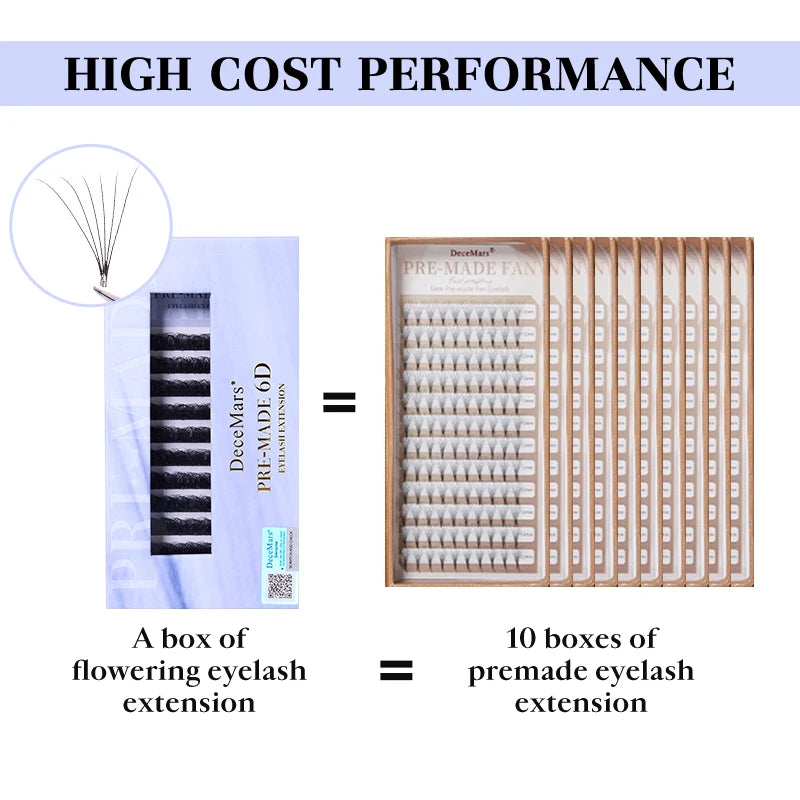 Pre-Made 6D Eyelash Extensions - Professional False Eyelash Set