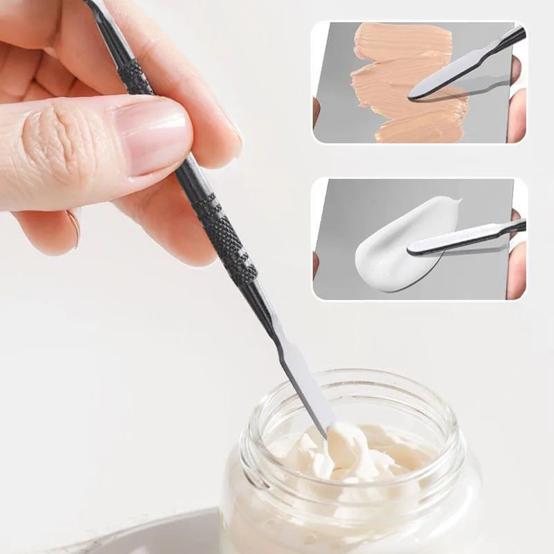 Professional Makeup Mixing Palette Stainless Steel 2-Pack - Cosmetic Spatula Set