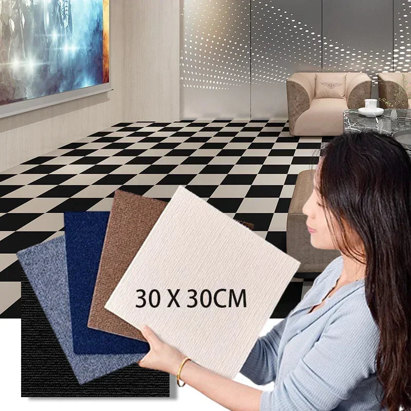 Self-Adhesive Carpet Floor Tiles 30x30cm - Removable DIY Floor Mats for Home & Hallway