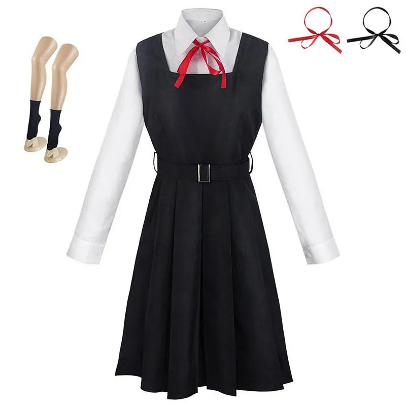Mitaka Asa Cosplay Costume Set with Dress, Necktie, Socks & Belt Halloween