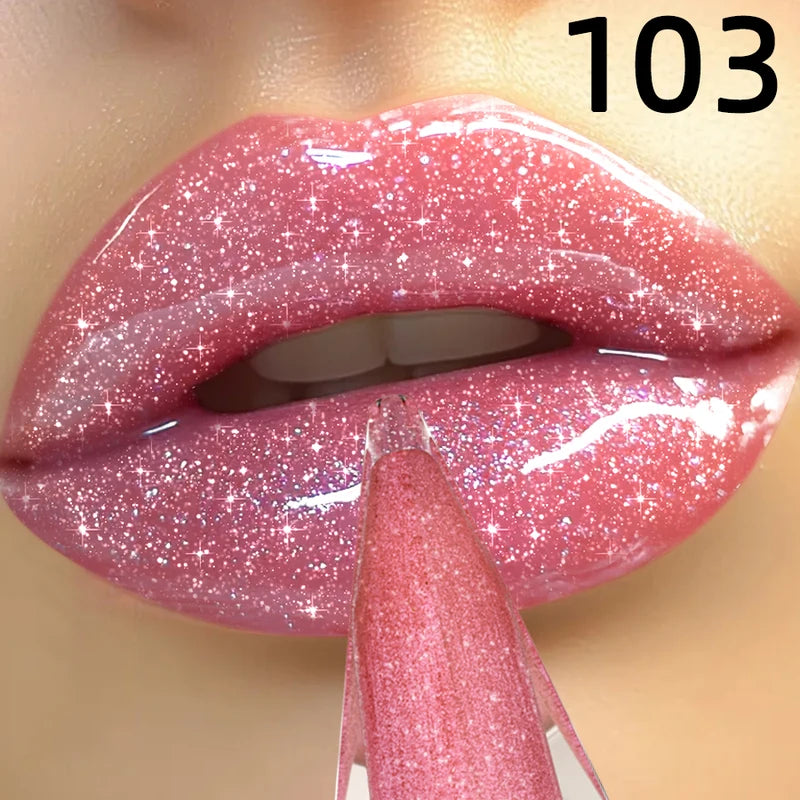 Moisturizing Lip Gloss with Glitter and Shimmer - Long Lasting Lip Oil for Care & Plumping - Multiple Colors