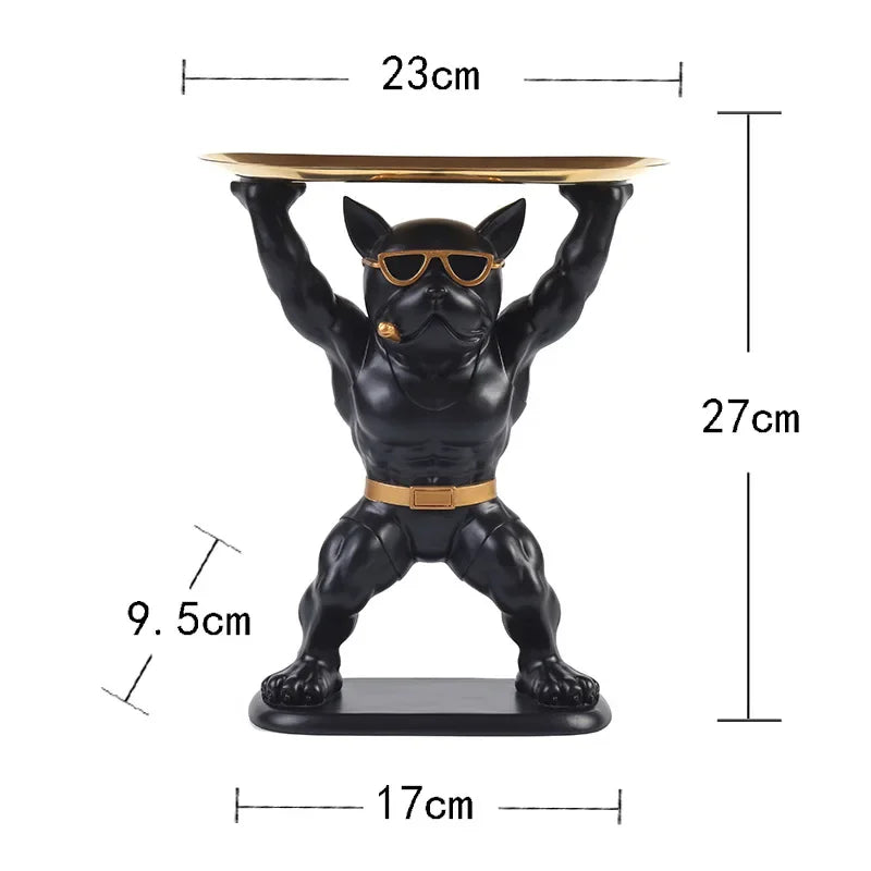 Decorative Bulldog Resin Storage Tray for Living Room & Entryway