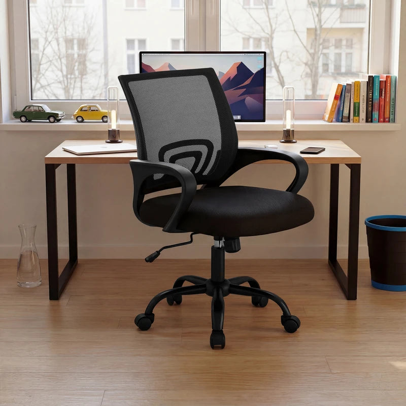 Ergonomic Office Desk Chair with Lumbar Support & Adjustable Height — Breathable Mesh, Rocking Mode, Fixed Armrest