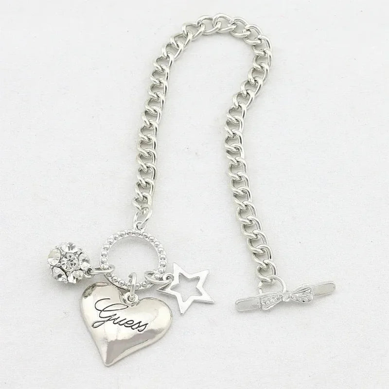 Love Heart Charm Bracelets for Women Gold Silver Jewelry Gift