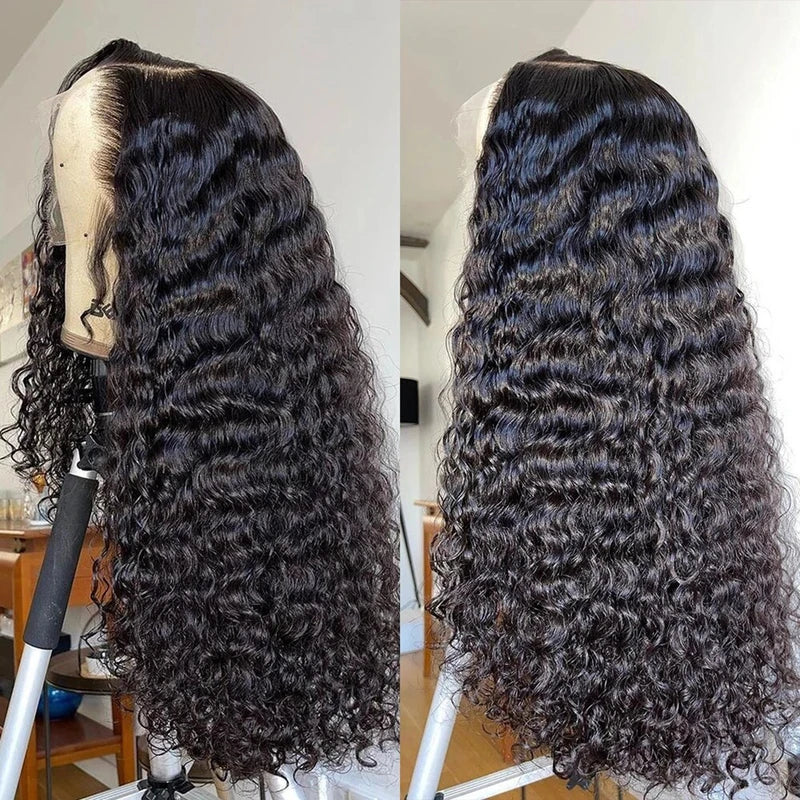 Deep Wave Lace Front Wig Human Hair 13x6 HD Transparent Lace Frontal 28-32 Inch for Women