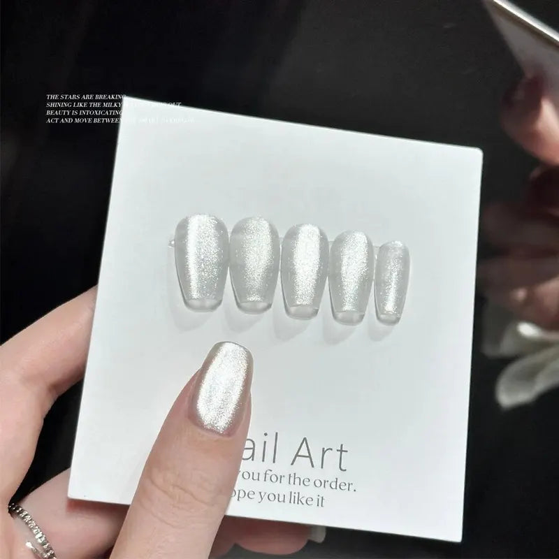 Holographic Mirror Cat Eye Gel Nail Polish with Magnetic Galactic Effect - 10ml, Soak Off UV LED