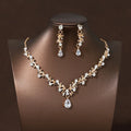 Bridal Wedding Jewelry 4-Piece Set with Crystal Crown Necklace & Earrings - Women's Classic Tiaras