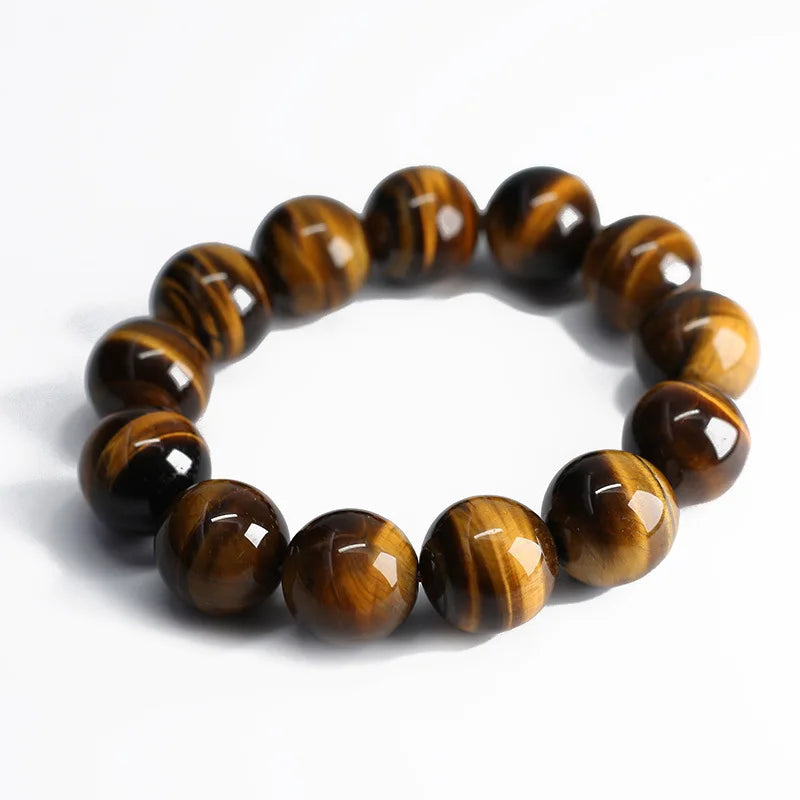 Vintage Nature Tiger Eye Stone Bracelet for Men with Buddha Charm - Elastic Gift Jewelry