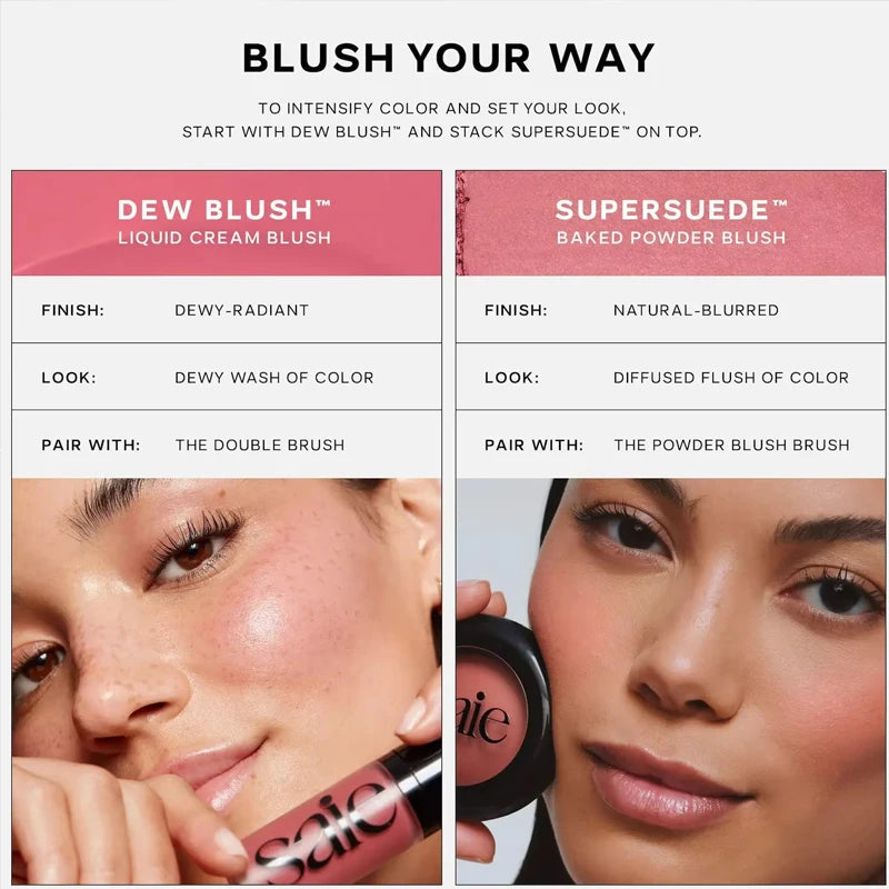 Hydrating Liquid Blush & Lip Tint Set - Buildable Dewy Cheek & Lip Colors for Sensitive Skin