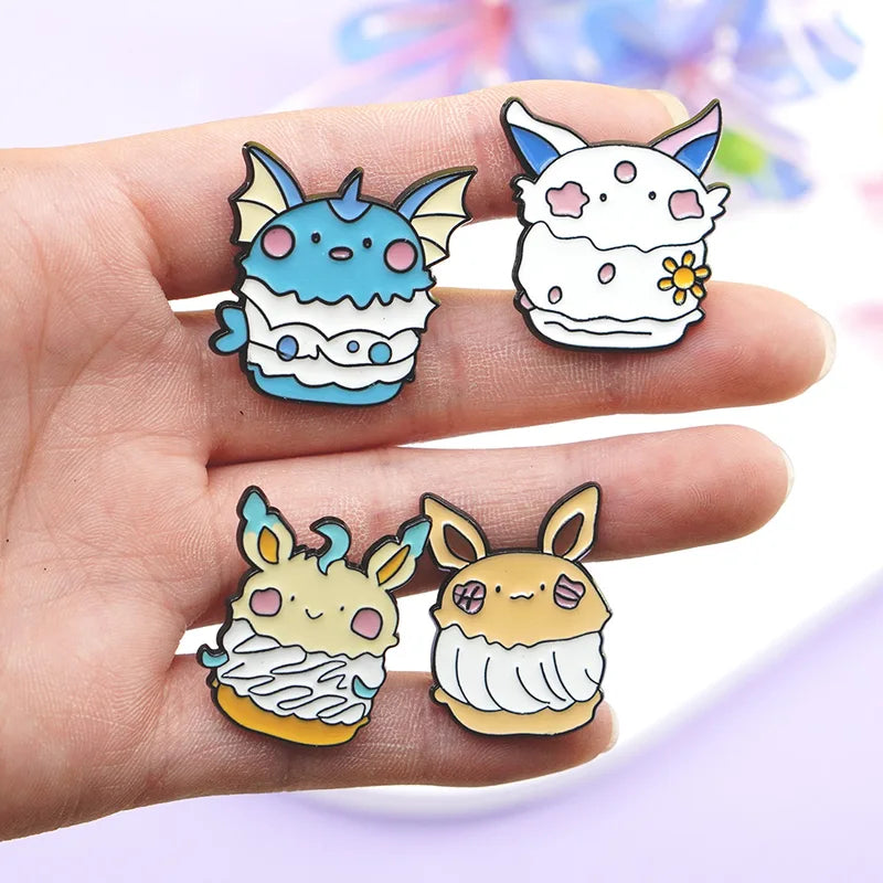 9-Piece Anime Cute Elf Eevee Enamel Pins Set Cartoon Fox Brooches Jewelry Gifts