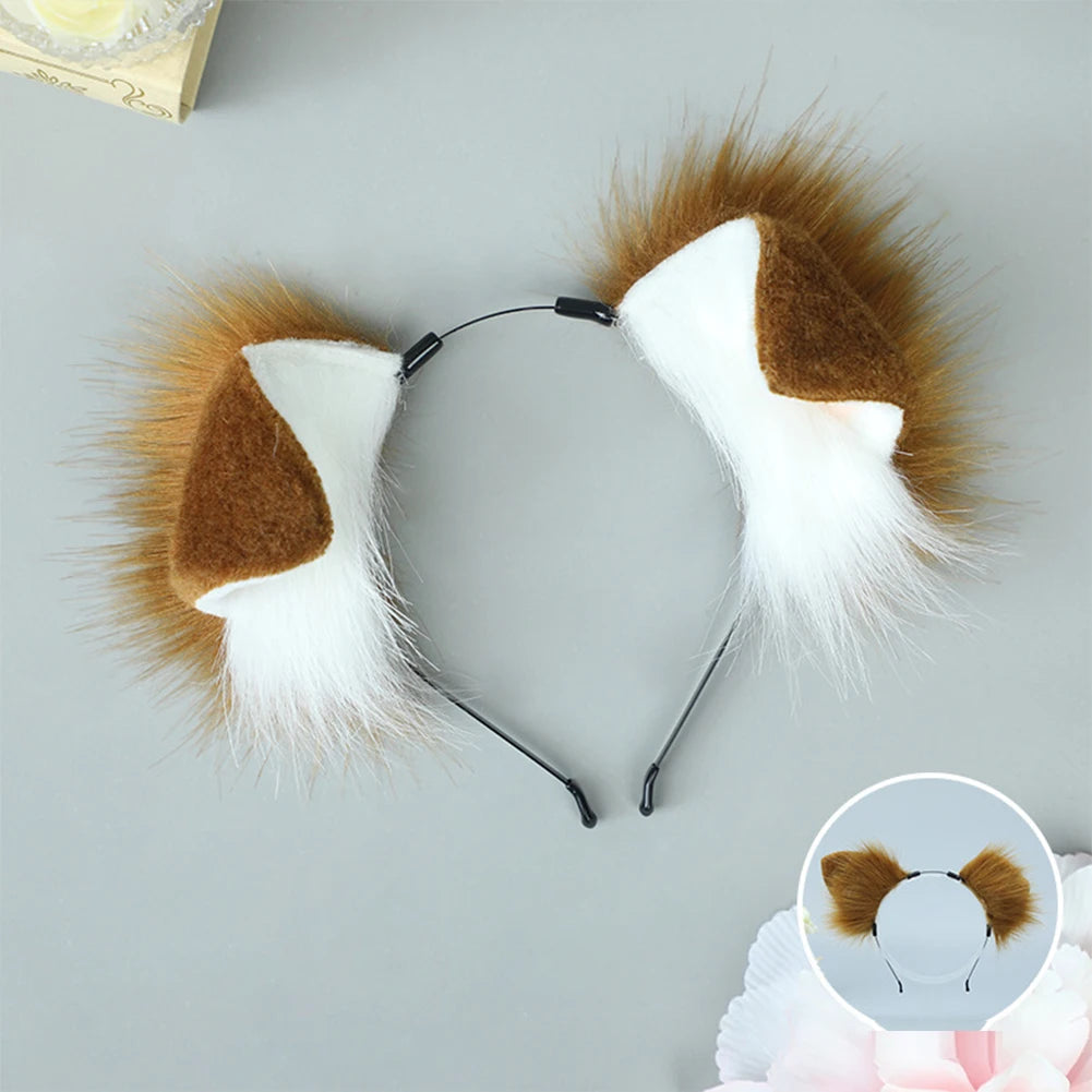 Halloween Dog Ear and Tail Set - Plush Animal Cosplay Costume Accessories