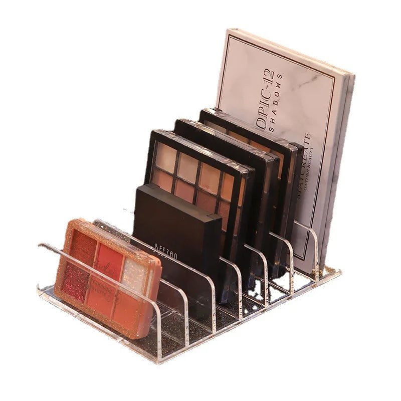 7-Compartment Makeup Organizer Acrylic Storage Box for Cosmetics and Eye Shadow Palette