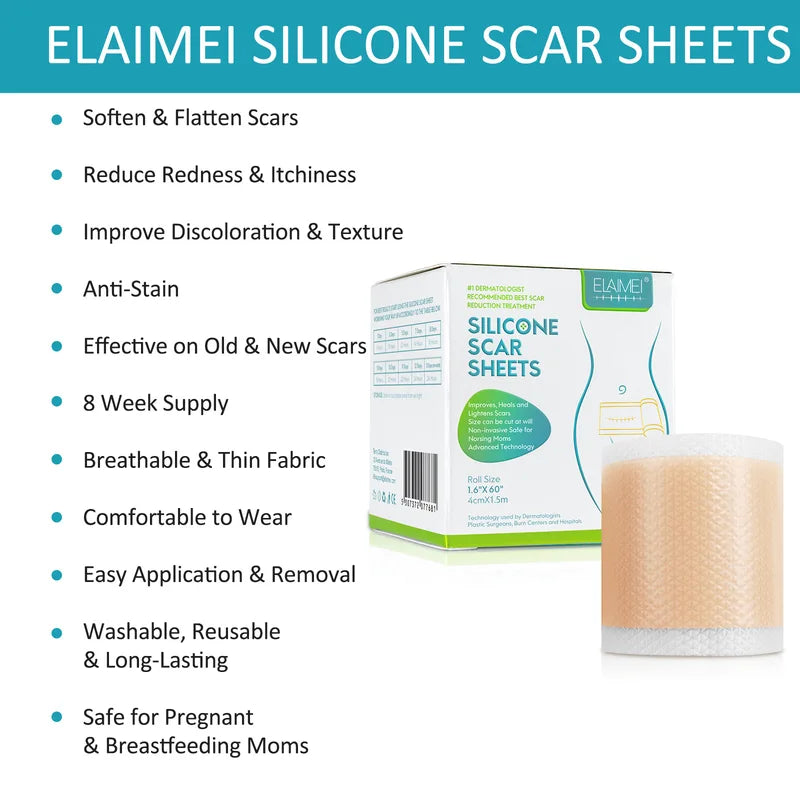Silicone Scar Sheets Self-Adhesive Waterproof Skin Cover Tape - 4cm x 150cm Roll