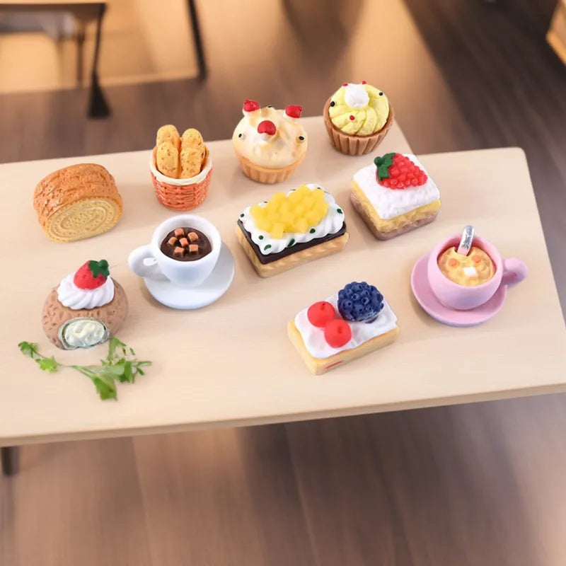 Miniature Resin Food Set for Dollhouse Decor & DIY Crafts - 10 Pieces