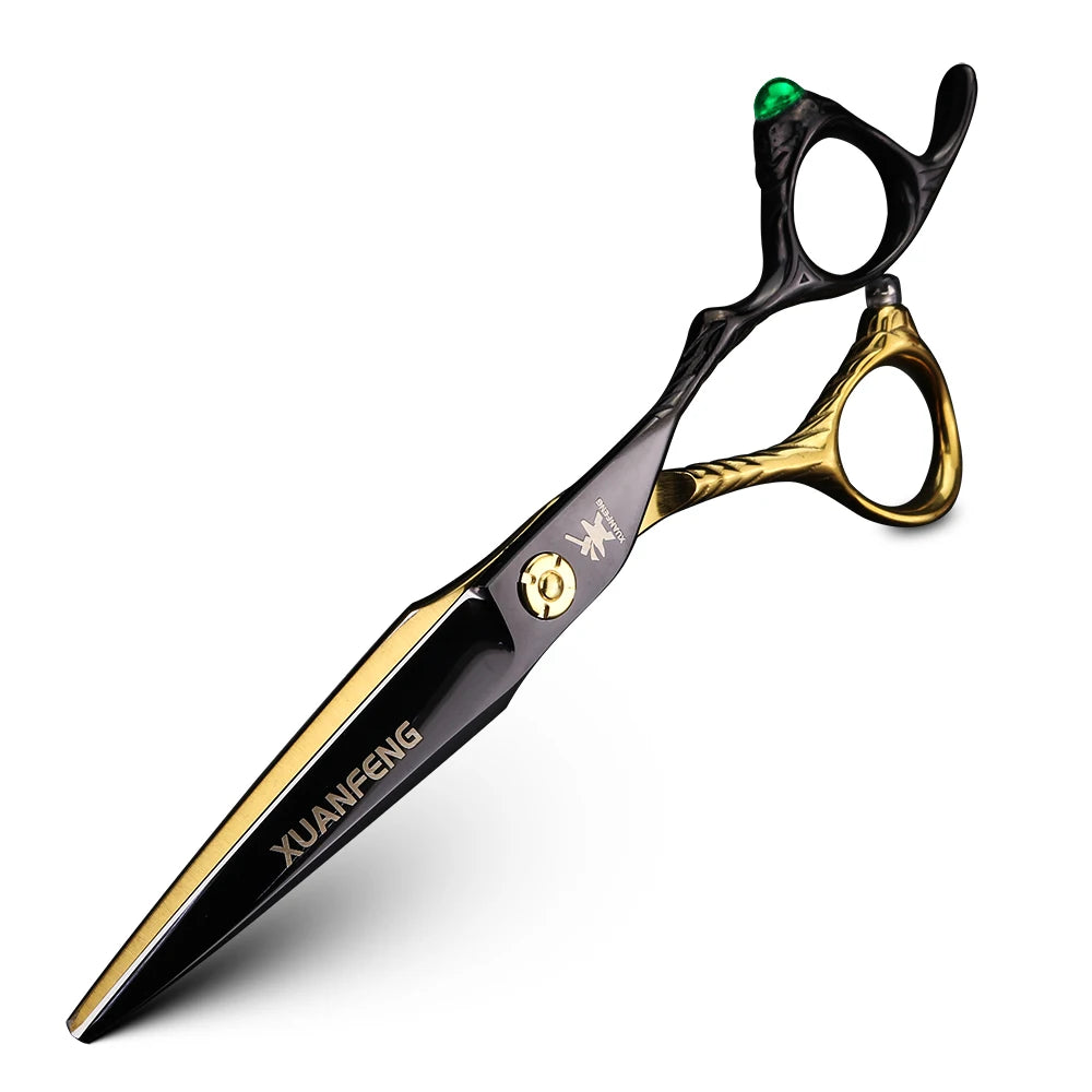 6-Inch Hair Cutting & Thinning Scissors Professional Salon Hair Shears - Black & Green Handles