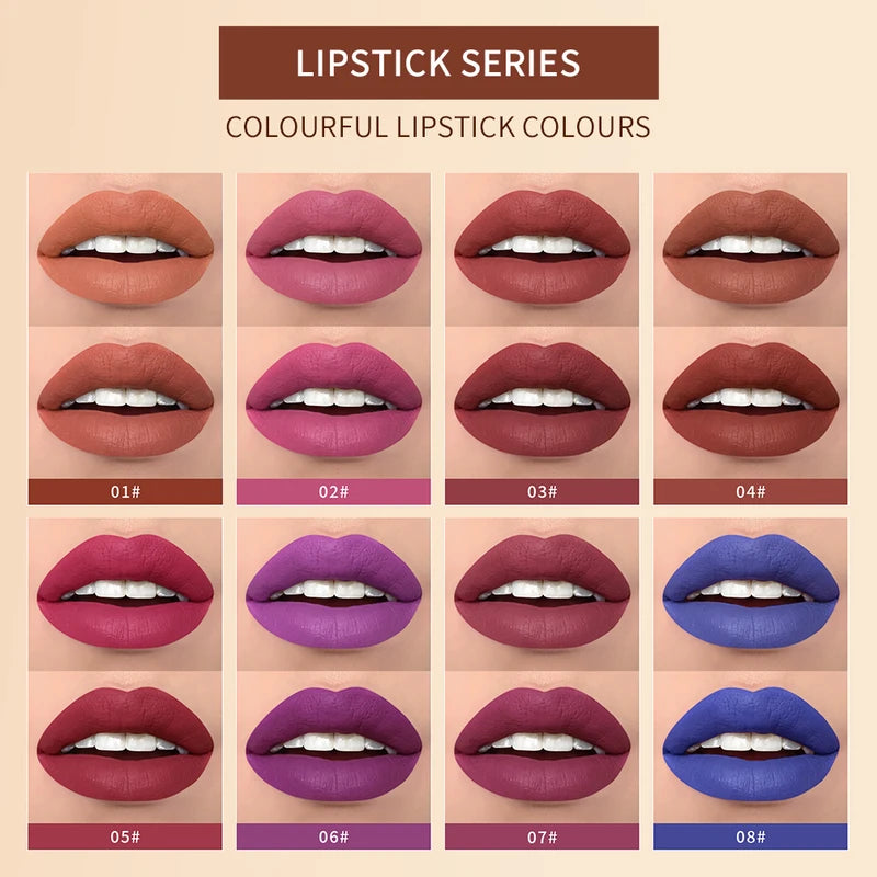 2 in 1 Matte Lipstick and Lip Gloss Set - Long Lasting, Waterproof, Double Head