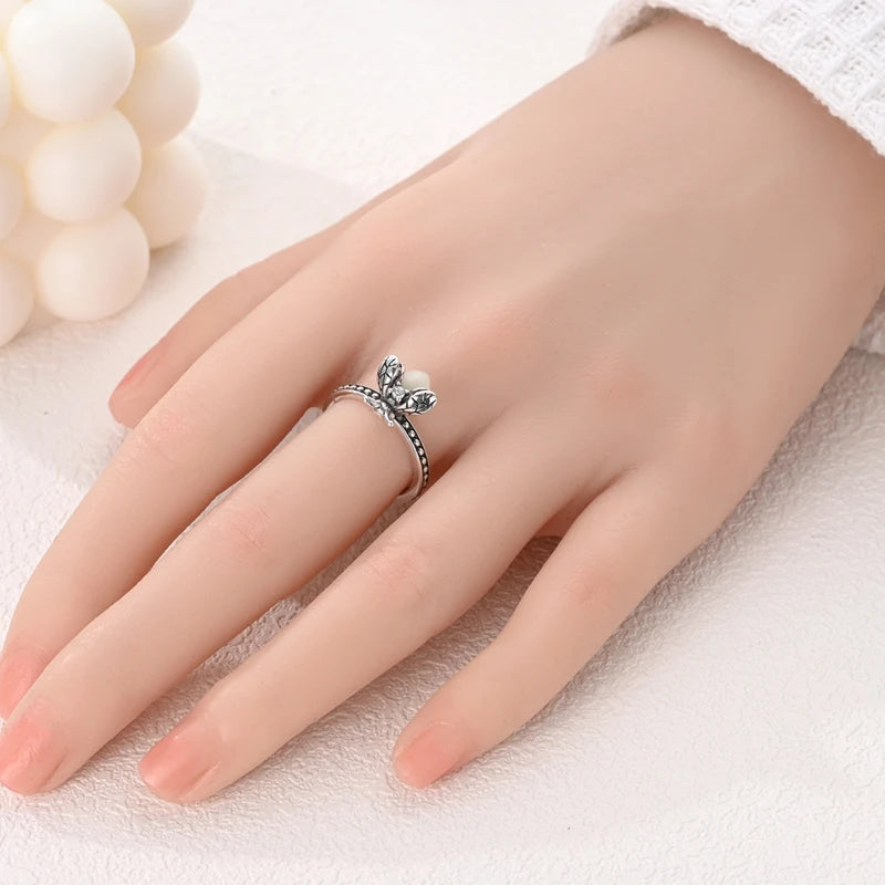 925 Sterling Silver Firefly Zircon Ring for Women Girls Jewelry Gift