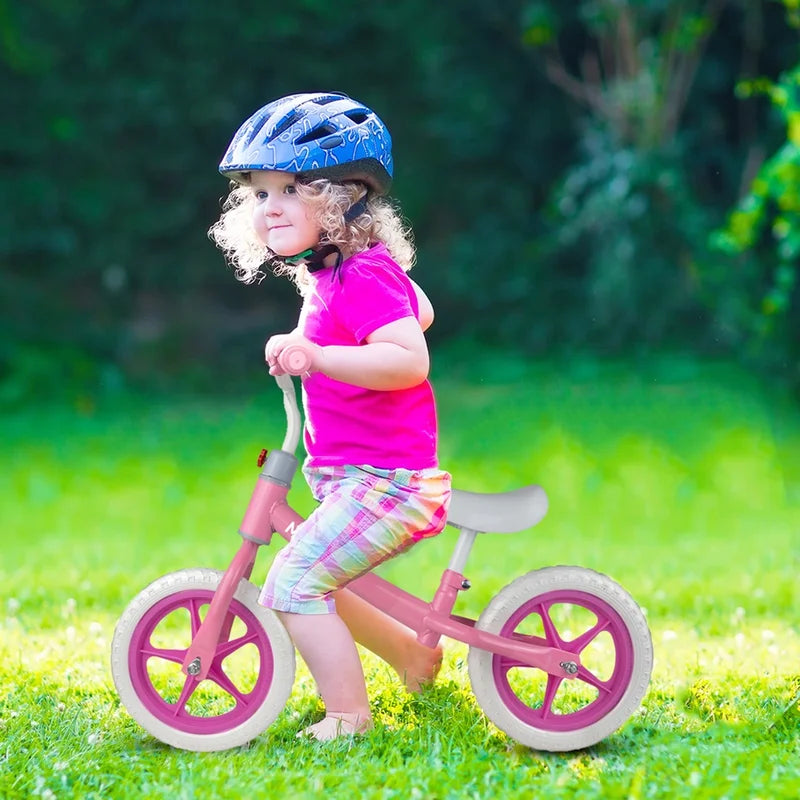 Kids 12-inch Pink and White Balance Bike with EVA Wheels - Lightweight & Adjustable