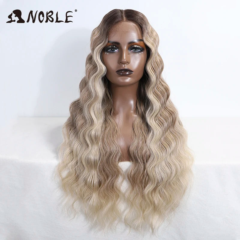 Wavy Lace Front Wig for Women 28 Inch Body Wavy Synthetic Cosplay Hair
