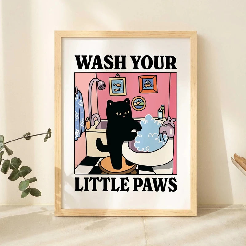 Black Cat Wall Art Canvas Print for Home Decor - Living Room Bedroom