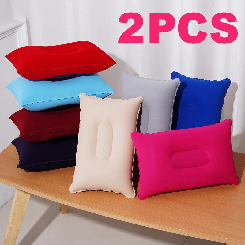Inflatable Square Travel Pillow Pack - Compact Lightweight Neck & Nap Cushion
