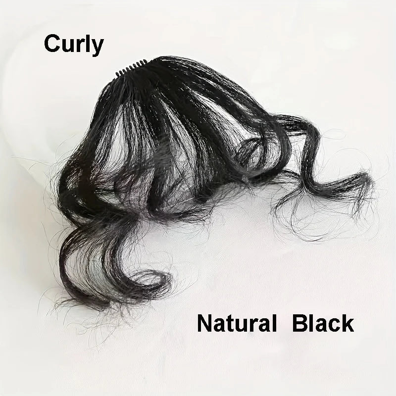 Fake Curly Air Bangs Clip-In Hair Extension Fringe for Women - Synthetic Hairpiece