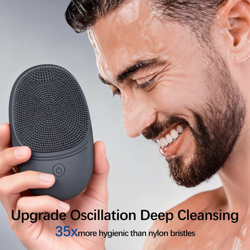 Electric Silicone Facial Cleansing Brush with Sonic Vibration Deep Cleanse