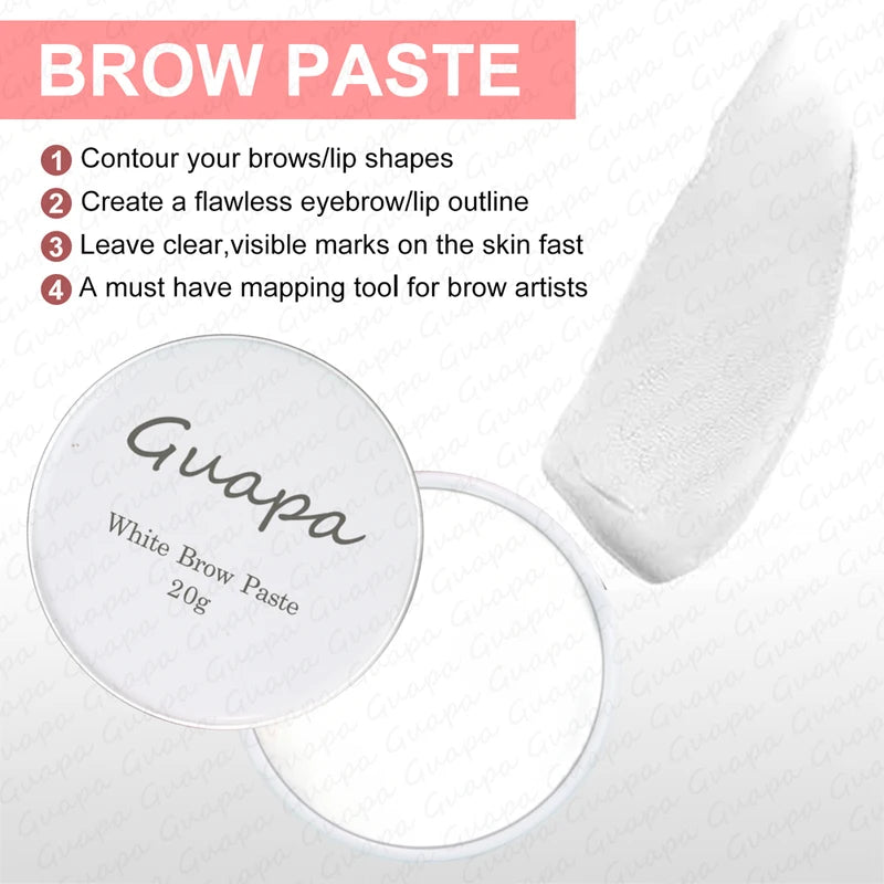 Microblading Brows Mapping Kit with White Brow Paste & Brushes for Flawless Eyebrow & Lip Shape
