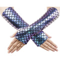 Women Cosplay Mermaid Fingerless Gloves Halloween Stage Performance Fashion Accessories