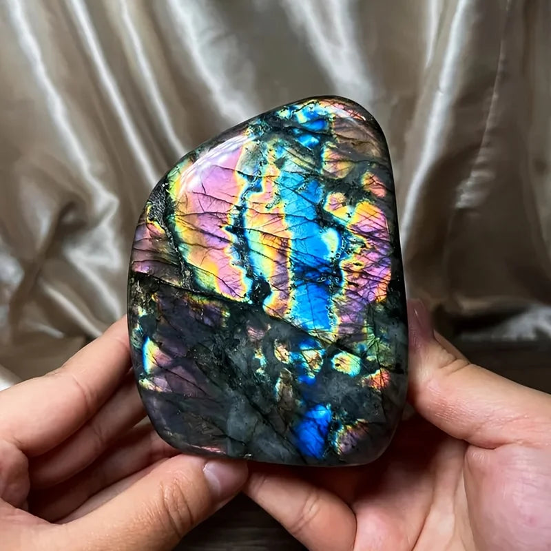 Bohemian Rainbow Labradorite Crystal Sculpture - Iridescent Gemstone Art