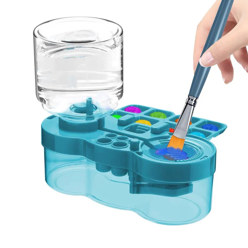 Automatic Paint Brush Washer with Drain Button Water Circulation Art Cleaning Tool