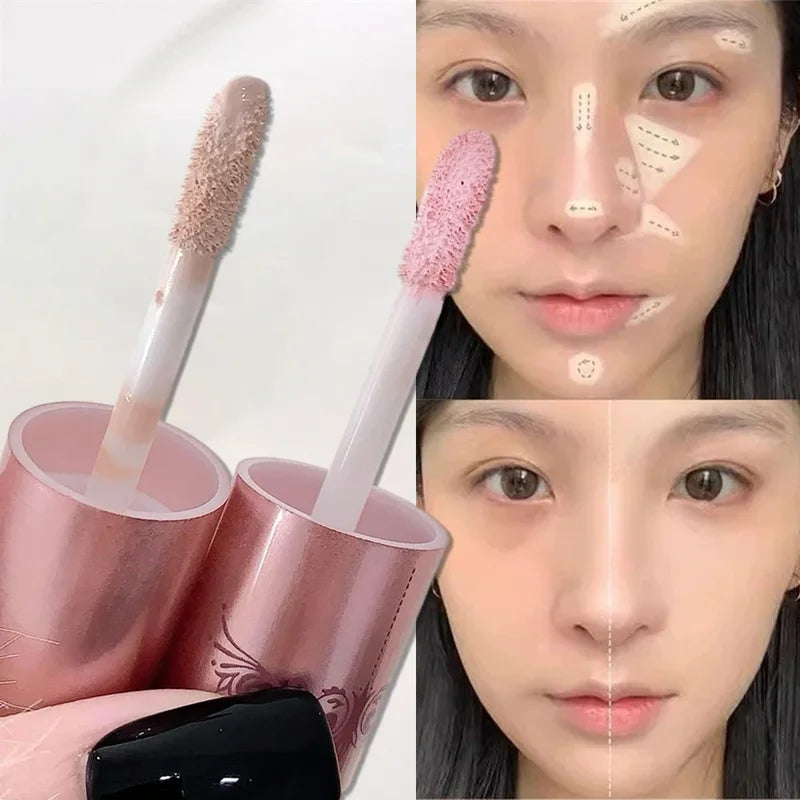 Brightening High-Gloss Liquid Concealer Stick - Hydrating Full Coverage Makeup for Dark Circles & Fine Lines