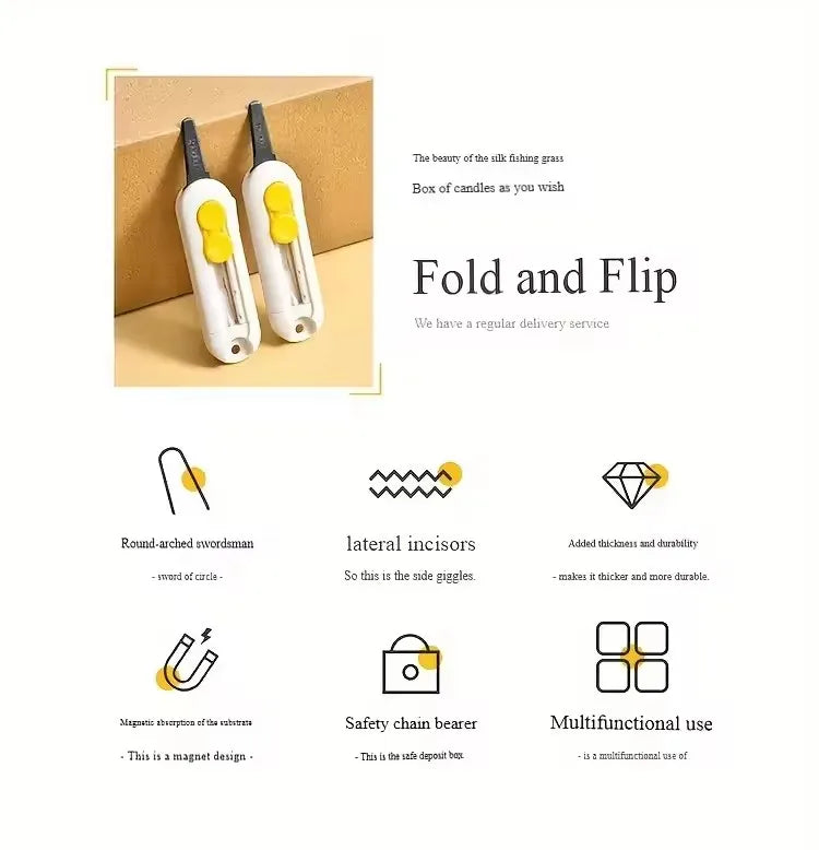 Magnetic Unboxing Knife with Retractable Blade and Safety Lock – Portable Utility Cutter