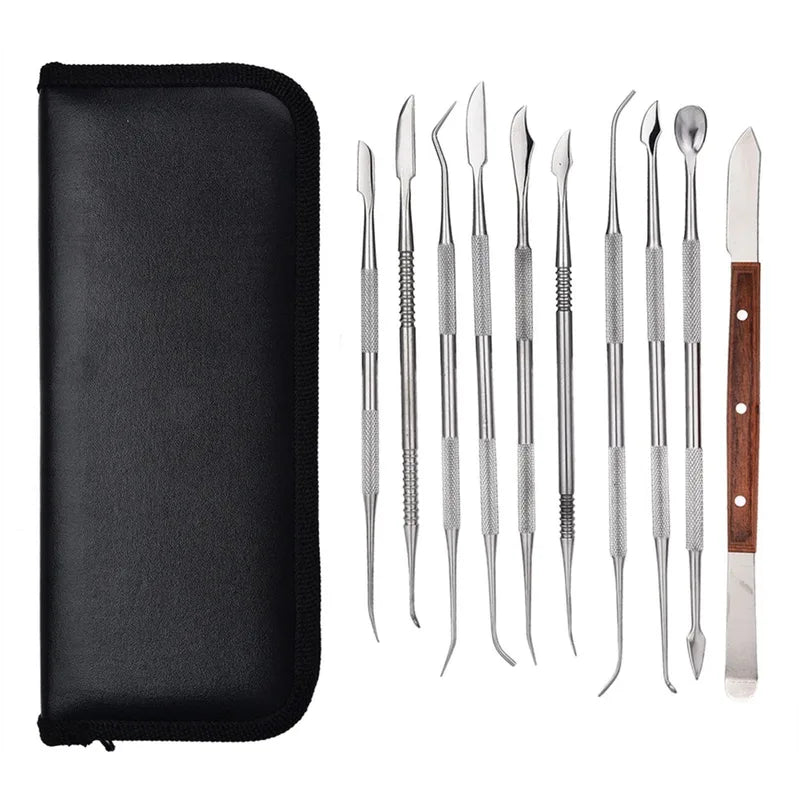 Stainless Steel Wax Carving Tool Set - 10-Piece Sculpting Kit with Storage Case