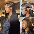 Long 13x6 & 13x4 Lace Front Human Hair Wigs - Bone Straight 30 Inch, Natural Color