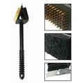 3-in-1 Copper Wire Grill Brush with Sponge and Shovel Long Handle