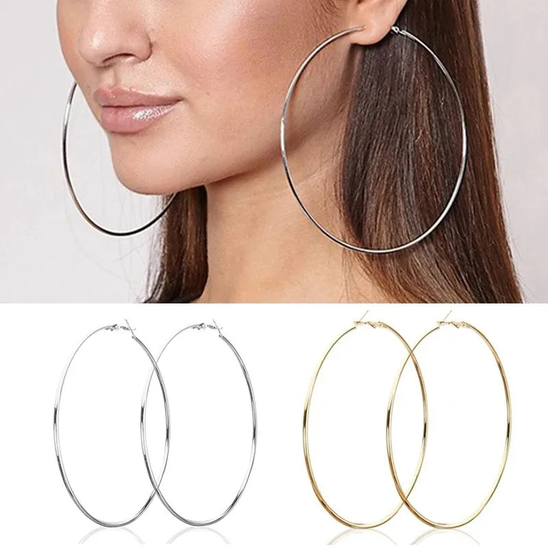 2-Pair Stainless Steel Hoop Earrings for Women Men - Fashion Jewelry Gift