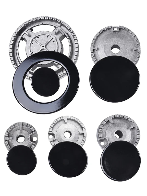 Gas Stove Burner Cover Set for Sabaf Range - Flame Diffusers & Crown Caps