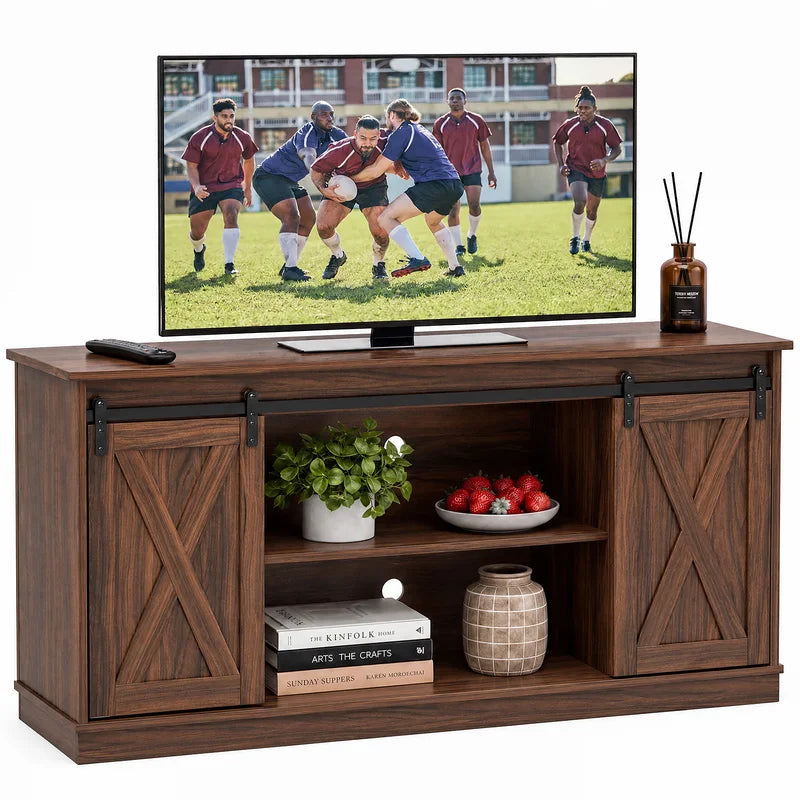 Wood Storage Shelves Cabinet for Living Room TV Stand & Organizer, Fits 65 Inch TVs