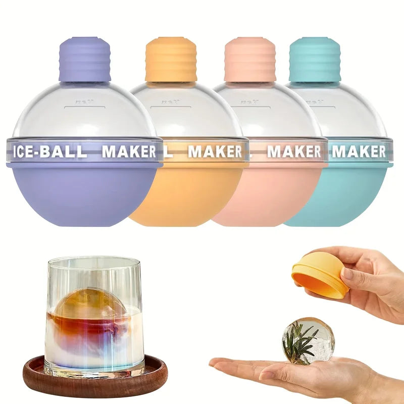 4Pcs Silicone Ice Sphere Molds - Premium Round Ice Cubes for Chilled Drinks